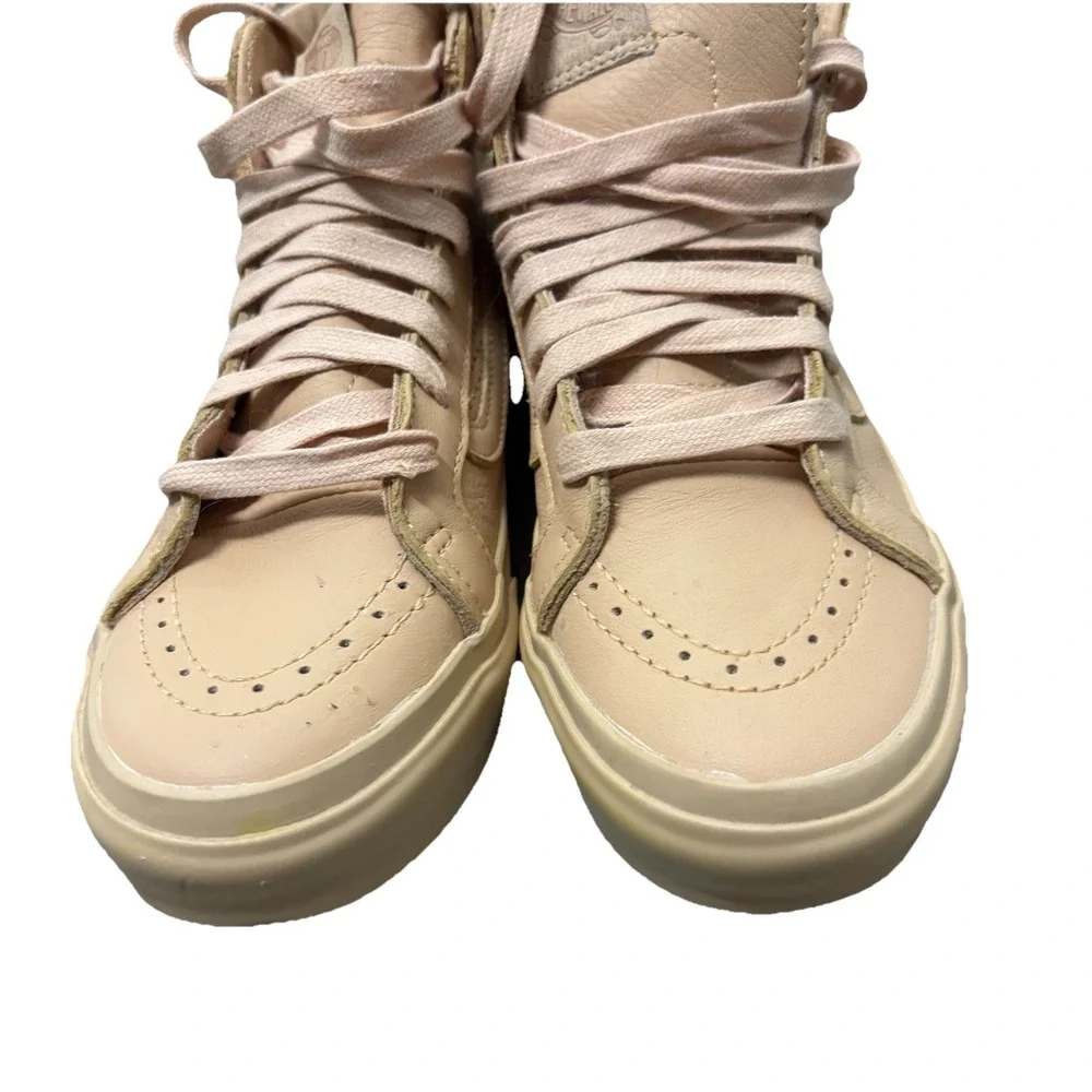Vans Sk8 HI Leather Sneakers W7 M5.5 Peach Slim Cutout Skate Streetwear‎ Hip Hop